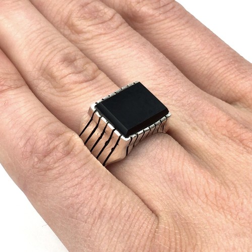 925 silber ring schwarzer onyx - 925,