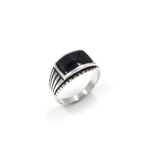 925 silber ring - schwarzer, onyx