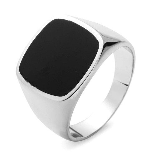 Herren ring onyx 15mm - herren, schwarz