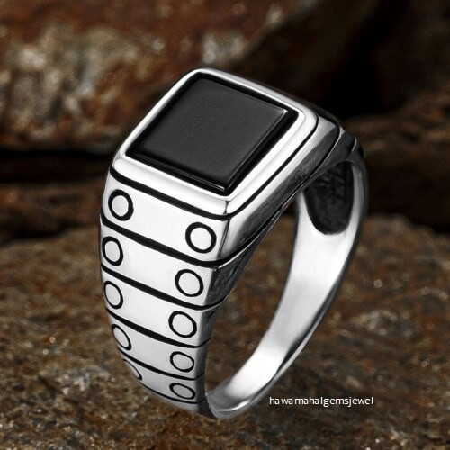 Schwarzer onyx stein 925 - schwarzer,
